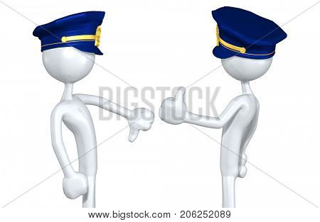 Thumbs Down Thumbs Up The Original 3D Police Officer Characters Illustration