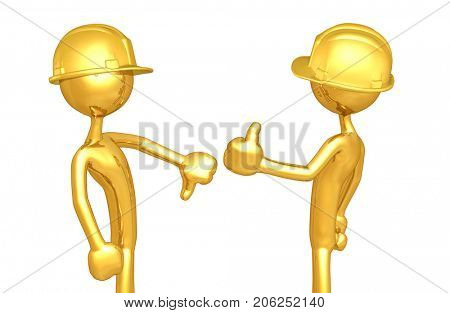 Thumbs Down Thumbs Up The Original 3D Construction Worker Characters Illustration