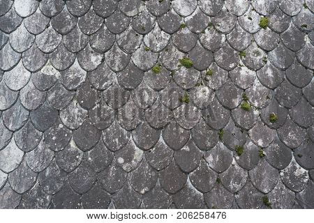 Shale roof. Traditional construction in Norway