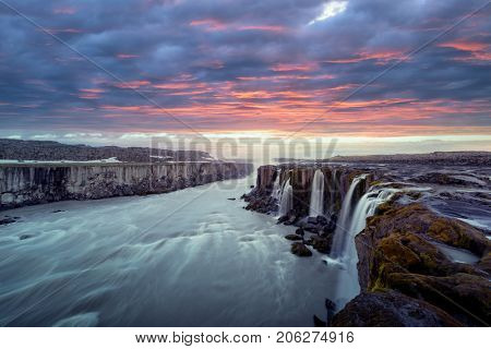 Famous Selfoss waterfall