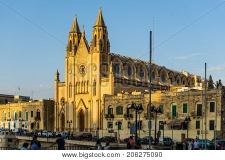 TAS-SLIEMA, MALTA - June 28, 2017: Church of Our Lady of Mount Carmel