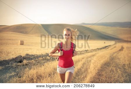 Running in the countryside
