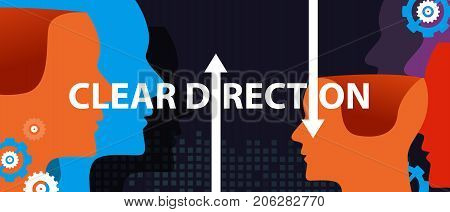 clear direction concept of leadership head thinking as a team vector