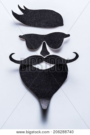Hipster's definicial facial look cut from paper.