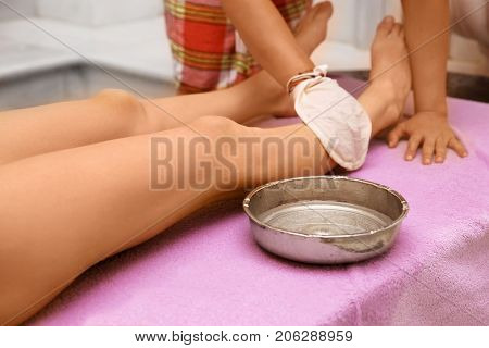 Slim beautiful woman in hammam