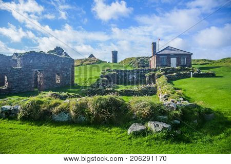 Saint Patrick cathedral inside Peel castle constructed by Vikings in Peel city in the Isle of Man