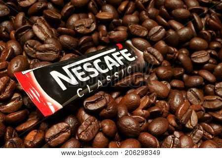 Kiev, Ukraine - July 11, 2017: Nescafe is a brand multinational food and beverage company, first introduced on April 1, 1938.