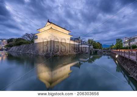 Sunpu Castle, Shizuoka, Japan at twilight.