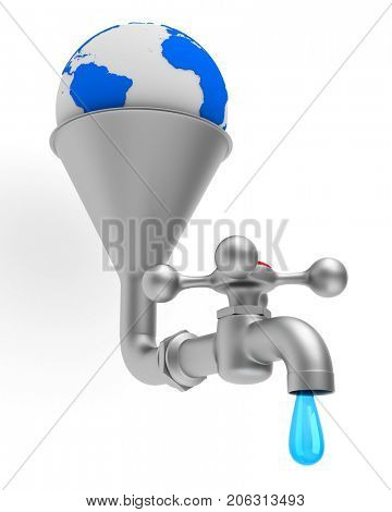 faucet on white background. Isolated 3D illustration