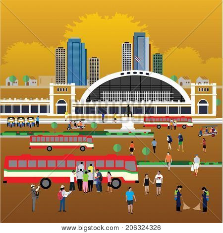 Bangkok train station ( Hua Lamphong Station ) eps 10 format