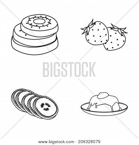 Fruits and other food. Food set collection icons in outline style vector symbol stock illustration .