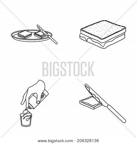Dessert with cream, a sandwich and other food. Food set collection icons in outline style vector symbol stock illustration .
