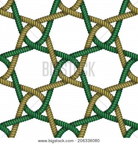 Realistic seamless pattern of fabric braided colorful cords on isolated background. Vector illustration