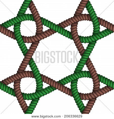 Realistic seamless pattern of fabric braided colorful cords on isolated background. Vector illustration