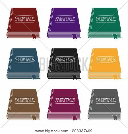 Book with fairytales icon in black design isolated on white background. Sleep and rest symbol stock vector illustration.