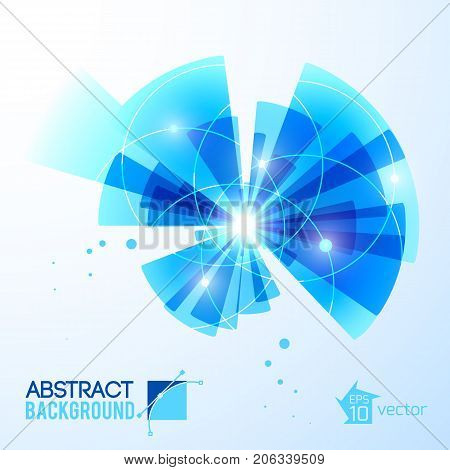 Modern virtual interface background with polygram composition of complex shaped concentric rays with light flecks vector illustration