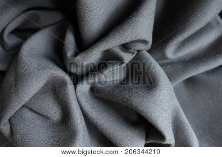 Dark Grey Viscose Fabric In Soft Folds