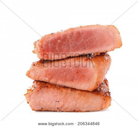 Tasty steaks on white background