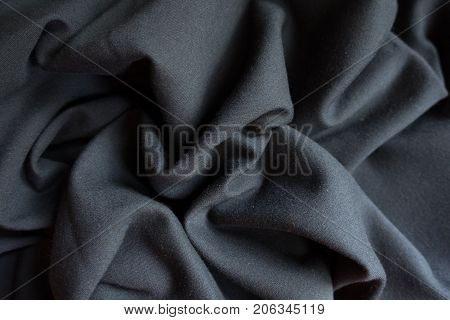 Simple Black Viscose Fabric In Soft Folds