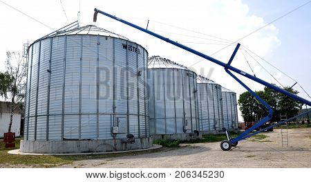 Chortkiv - Ternopil - Ukraine - July 26 2016. Silos for storing grain 1000 tons each in the agricultural firm "POLIVTSI"