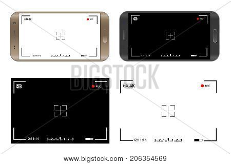 Camera view finder focusing screen recording Video screen vector viewfinder
