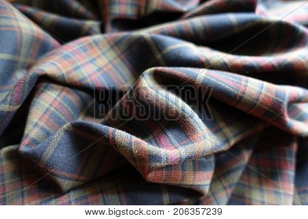 Folded Thick Plaid Fabric  In Subdued Colors