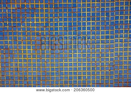 Blue texture of ceramic square tiles on the wall