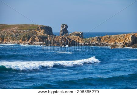 Peninsula Papoa - Peniche In Leiria District With Waves Of Atlantic Ocean