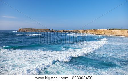 Peninsula Papoa - Peniche In Leiria District With Waves Of Atlantic Ocean