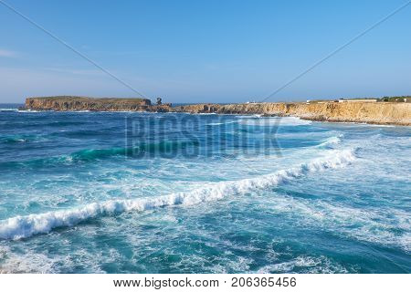 Peninsula Papoa - Peniche In Leiria District With Waves Of Atlantic Ocean