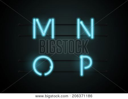 Neon Light sign Alphabet Vector Font. Type letters Neon tube background. Glowing Neon Bar Alphabet. Realistic style