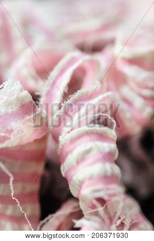 Beautiful old torn cloth pink white cloth ramshackle fragment