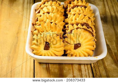 Сookies With Condensed Milk On The Wooden Table