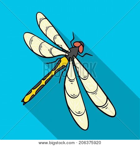 A dragonfly, a predatory insect.Dragonfly flying invertebrate insect single icon in flat style vector symbol stock isometric illustration .