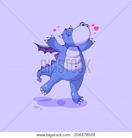 Vector Stock Illustration isolated Emoji character cartoon dragon dinosaur jumping for joy, happy sticker emoticon for site, info graphics, video, animation, websites, mails, newsletters, reports