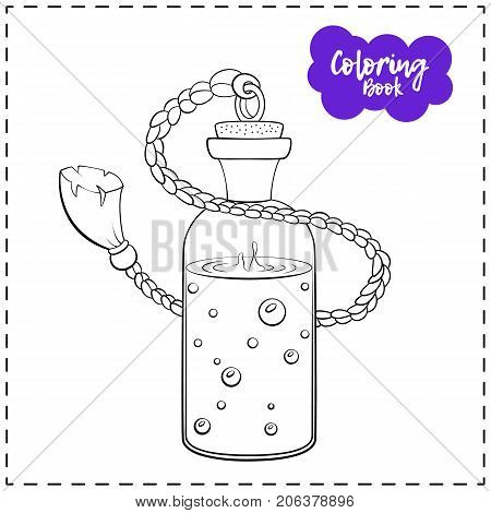 Vector outline illustration of a magic potion for Halloween on a white background.