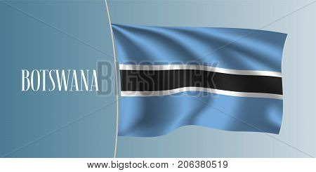 Botswana waving flag vector illustration. Triple stripped flag as a national symbol of Botswana