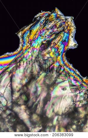 microscopic Loperamide crystals illuminated with polarized light