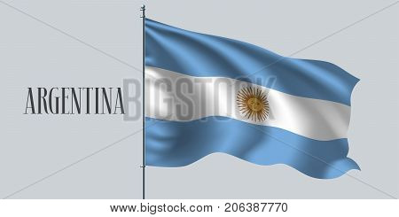 Argentina waving flag vector illustration. Blue white design as a national Argentine symbol