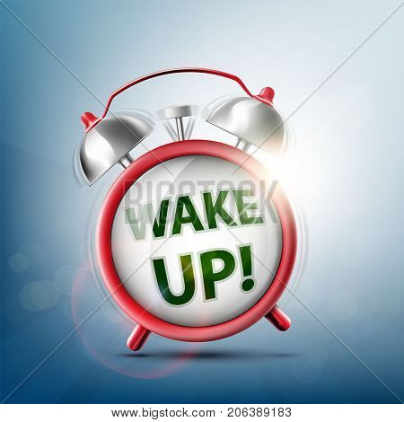 Icon ringing alarm clock. Wake up on the watch dial. Stock vector illustration.