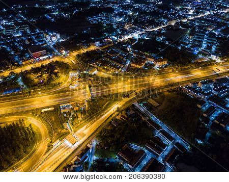 Aerial View Of Motorway At Juction