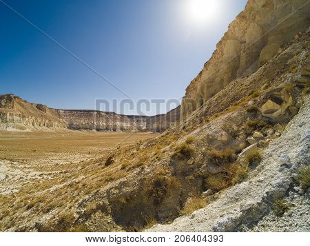Cliff on the edge of the Ustiurt plateau, Kazakhstan.