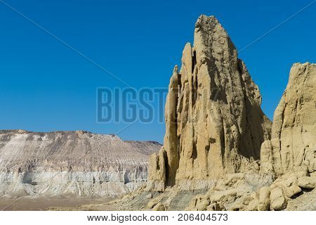 Cliff on the edge of the Ustiurt plateau, Kazakhstan.