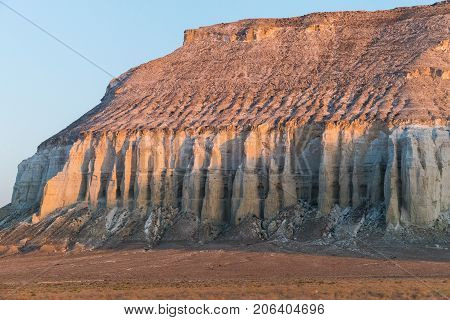 Cliff on the edge of the Ustiurt plateau, Kazakhstan.