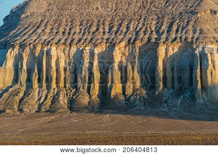 Cliff on the edge of the Ustiurt plateau, Kazakhstan.