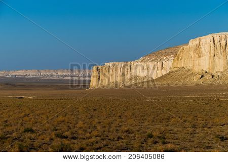 Cliff on the edge of the Ustiurt plateau, Kazakhstan.