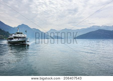 Swiss Ship On Lake Lucerne, Switzerland