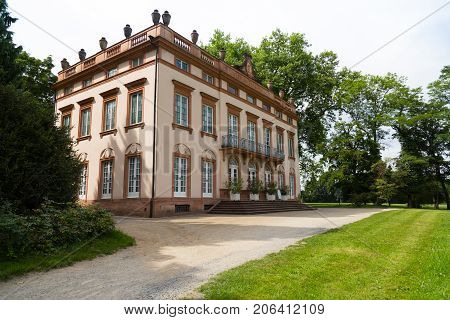 Ancient neoclassical garden palace Schönbusch ( Schoenbusch) Aschaffenburg Germany in the middle of green park