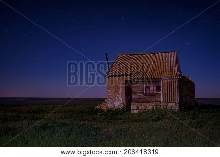 Abandoned haunted house for night horror scene