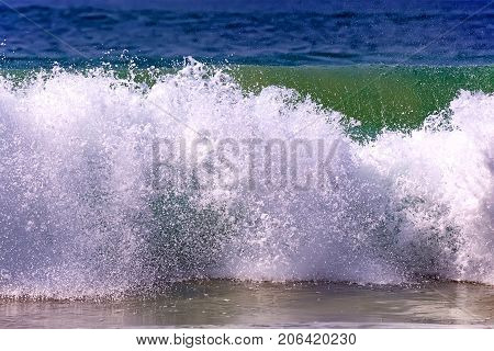 Powerful wave and surf on the coast of the ocean